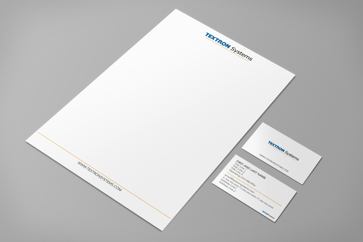 Company rebrand documents and business cards